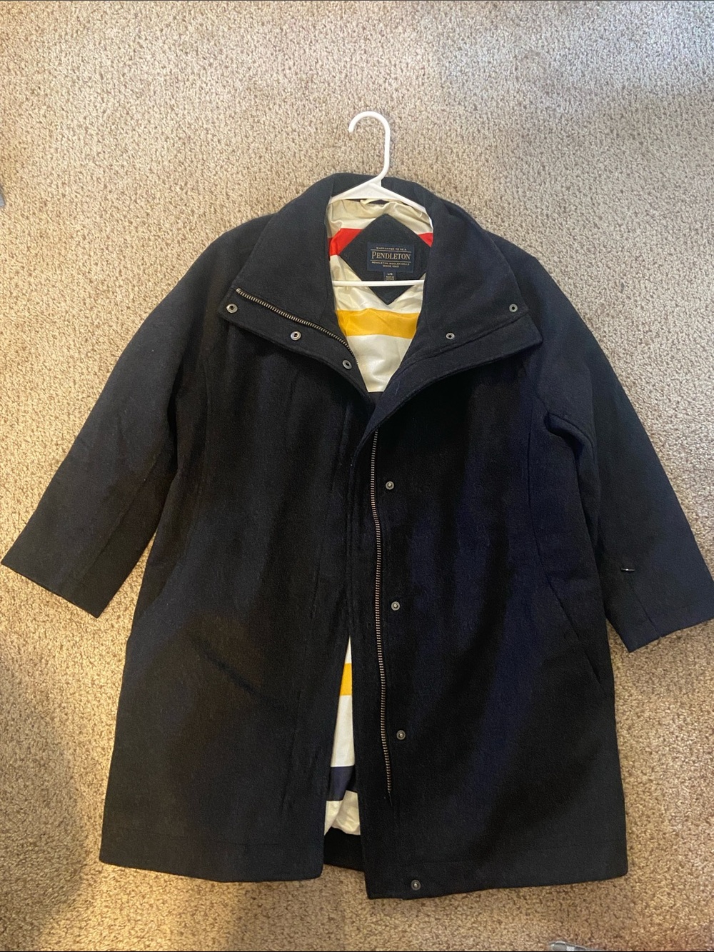 Pendleton Wool Trench Coat with Striped Lining